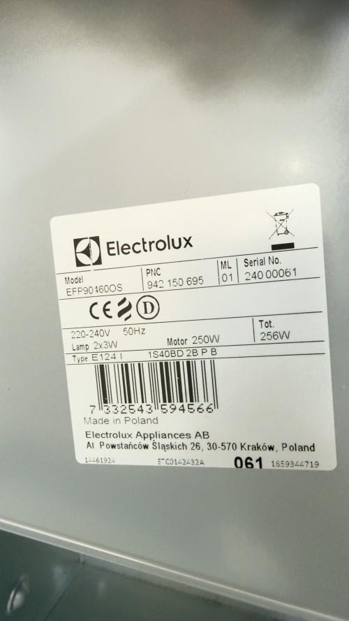 Electrolux Hota telescopica 90 cm latime 603mc/h