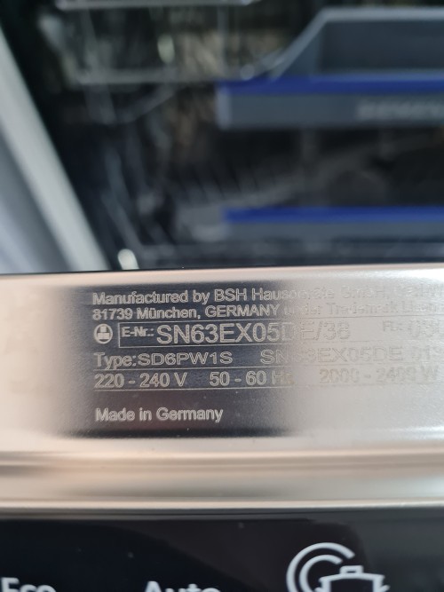Siemens 13 seturi, SN63EX05DE masina de spalat vase total incorporabila fabricata in Germania