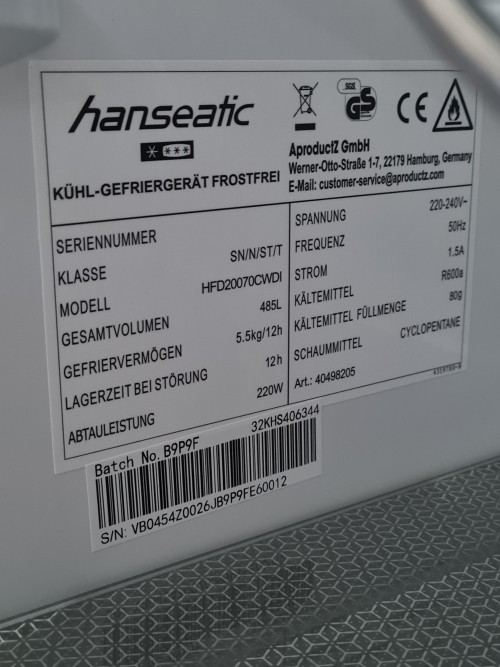 Frigider French Door Hanseatic HFD20070CWDI nou resigilat import Germania