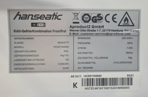 French Door Hanseatic HCDD18080EI nou resigilat import Germania