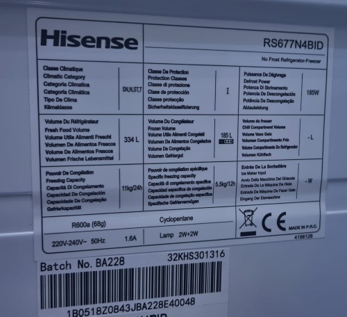 Combina frigorifica Side-by-Side Hisense RS677N4BID nou resigilat import Germania