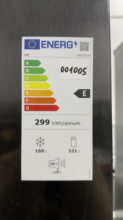 GRF CB91837BX – 490 L, Combina frigorifica French Door  No Frost, Anti-Bacteria, Inox Negru import Italia