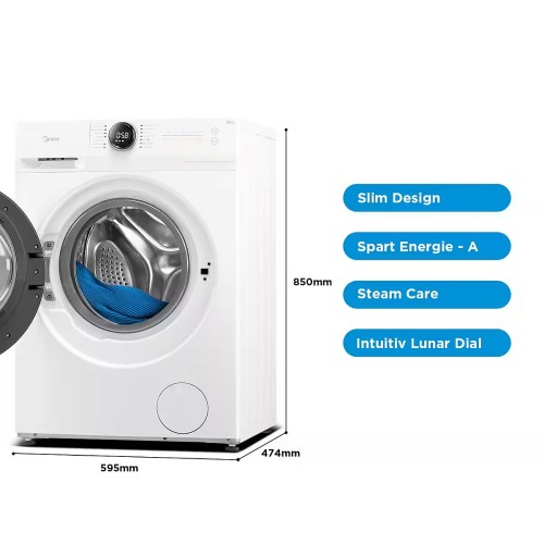 🧺 Midea 8 kg, MF200W80WB-14AS – Mașină de spălat rufe, Clasa A import Germania 🇩🇪