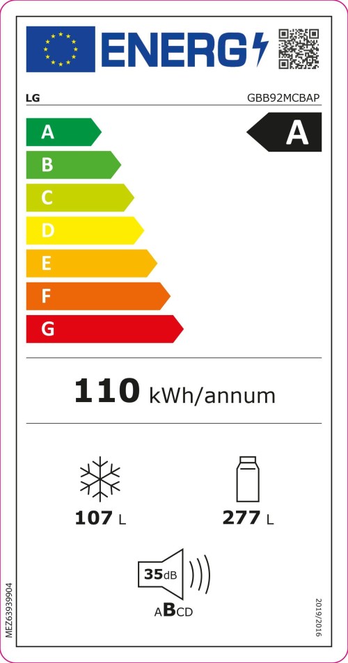 LG 384 L, GBB92MCBAP– Combină frigorifică No Frost, Clasa A, Inox – import Germania 🇩🇪