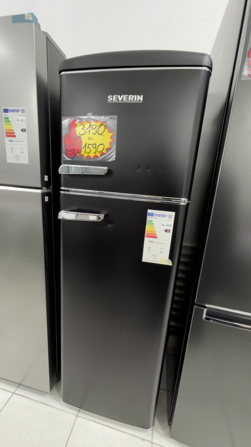 Severin 246 L, RKG 8984 – Combină frigorifică Clasa D, Retro, Negru – import Germania 🇩🇪
