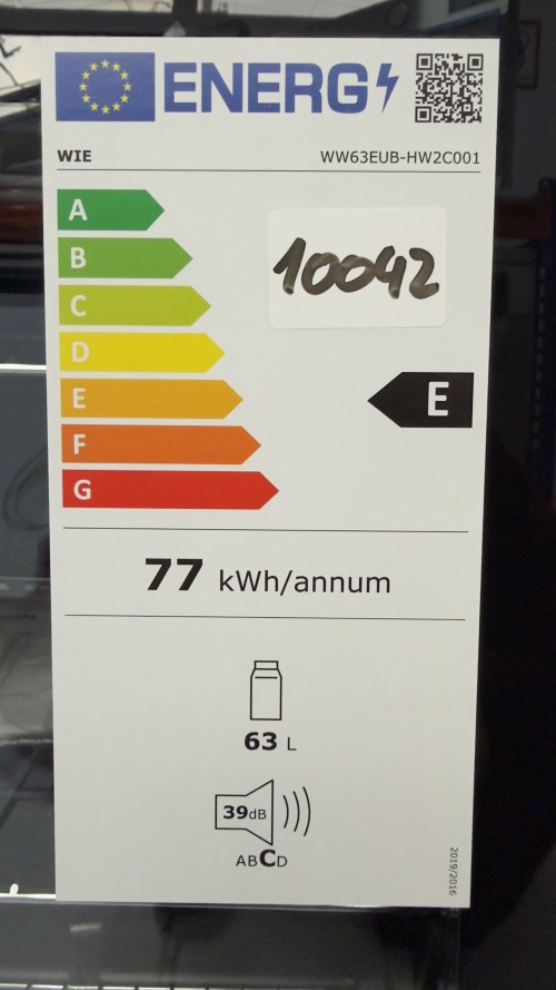 WIE 63 L, WW63EUB-HW2C001 – Frigider/Racitor vitrină băuturi, Clasa E, 39 dB, ușă sticlă – import Germania 🇩🇪