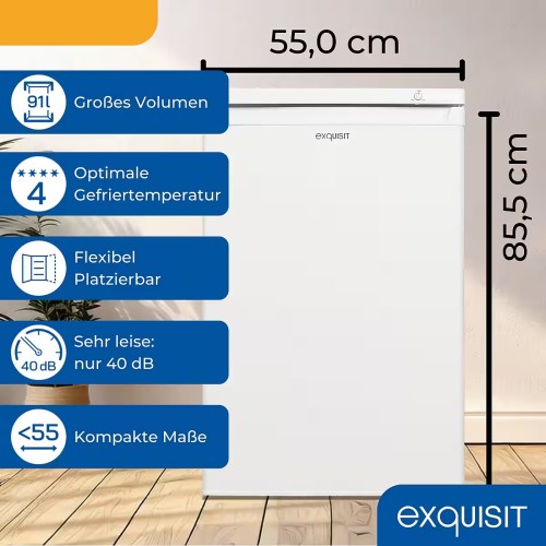 Exquisit 91 L, GS512-040E – Congelator, Clasa E, Alb, import Germania 🇩🇪