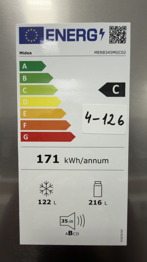 Midea 338 L, MERB345MGC02 – Combină frigorifică, Clasa C, No Frost, display digital, import Germania 🇩🇪