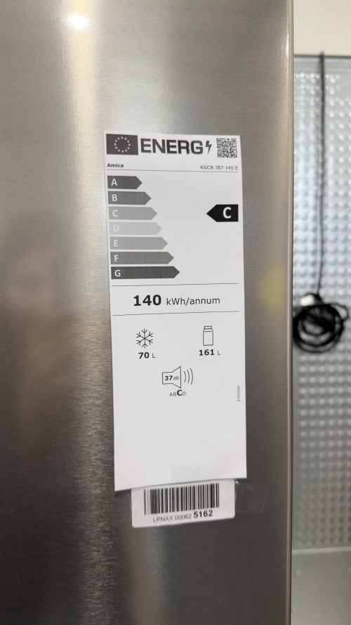 Amica 231 L KGCN 387 145 E – combină frigorifică inox, clasa C, No Frost, import Germania 🇩🇪