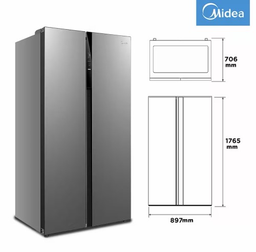 Midea 548 L MERS530FGE02 combină frigorifică Side by Side, Clasa E, Inox, import Germania 🇩🇪