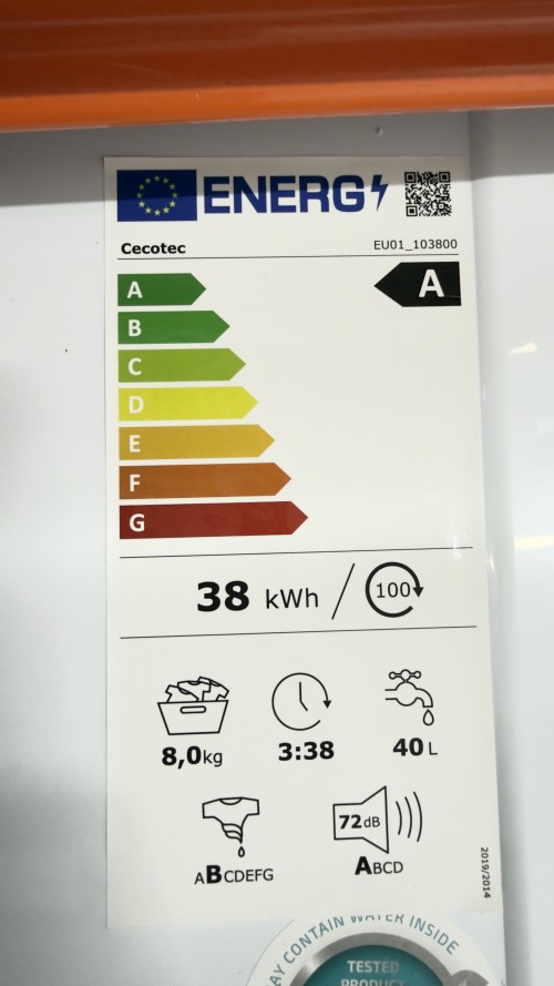 Cecotec 8 kg EU01_103800 – Mașină de spălat rufe, Clasa A, Inverter, import Germania 🇩🇪