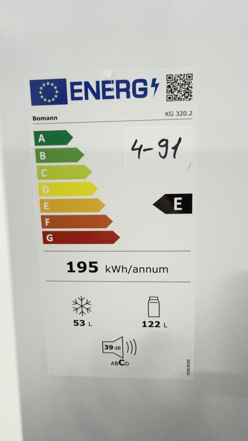 Bomann 175 L KG 320.2 –Combină frigorifică, Clasa E, Alb – import Germania 🇩🇪