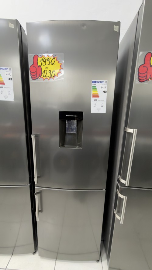 Hanseatic 260 L, HKGK17954DWDI – combină frigorifică inox cu dispenser, Clasa D, import Germania 🇩🇪