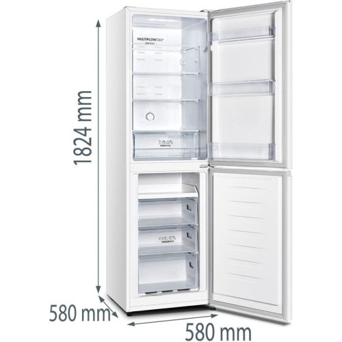 Gorenje 256 L, NRK418ECW4 – Combină frigorifică NoFrost, Multiflow 360°, Clasa E, import Germania 🇩🇪