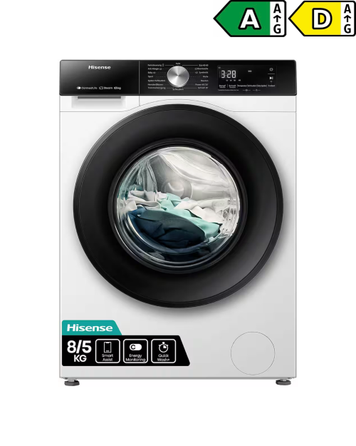 Hisense 8 kg spălare / 4 kg uscare, WD3S8043BW3 – Mașină spălat & uscat rufe, Clasa A, Inverter Motor – import Germania 🇩🇪