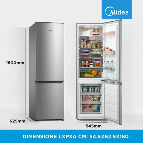 Midea 270 L, MERB276FGE02A – Combină frigorifică inox, Clasa E, control electronic – import Germania 🇩🇪