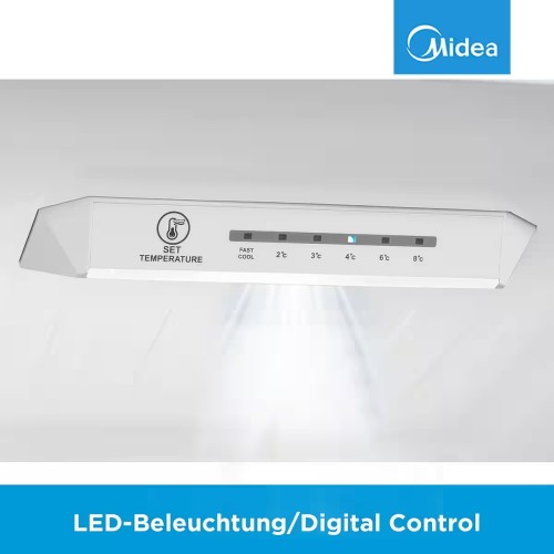 Midea 270 L, MERB276FGE02A – Combină frigorifică inox, Clasa E, control electronic – import Germania 🇩🇪