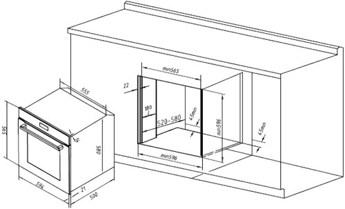Cecotec 02270 – Cuptor electric încorporabil, inox & sticlă neagră, Clasa E, 60 cm, import Germania