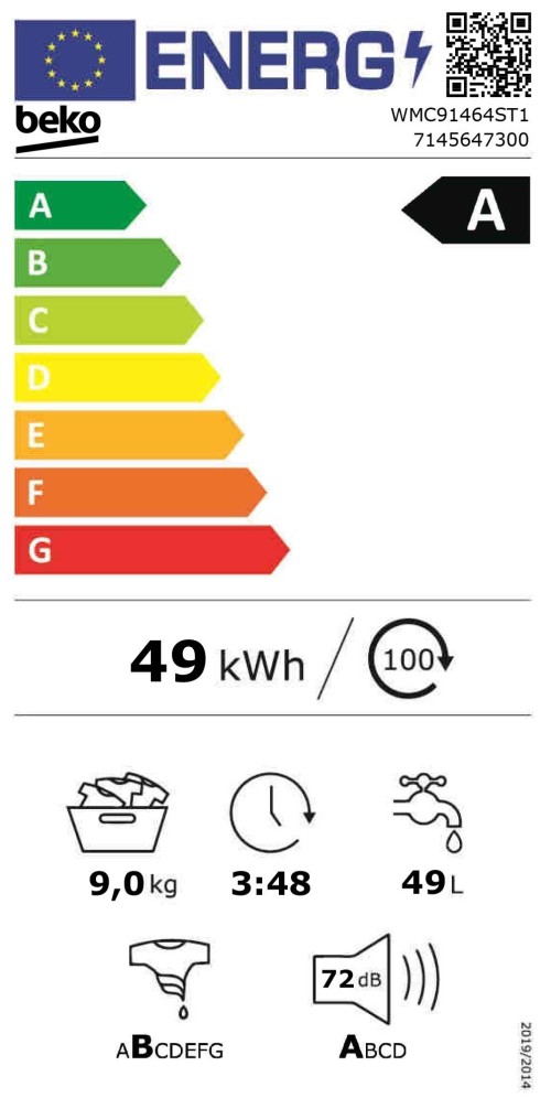 Beko 9 kg, WMC91464ST1 – Mașină de spălat rufe, Clasa A, SteamCure, ProSmart Inverter, import Germania 🇩🇪