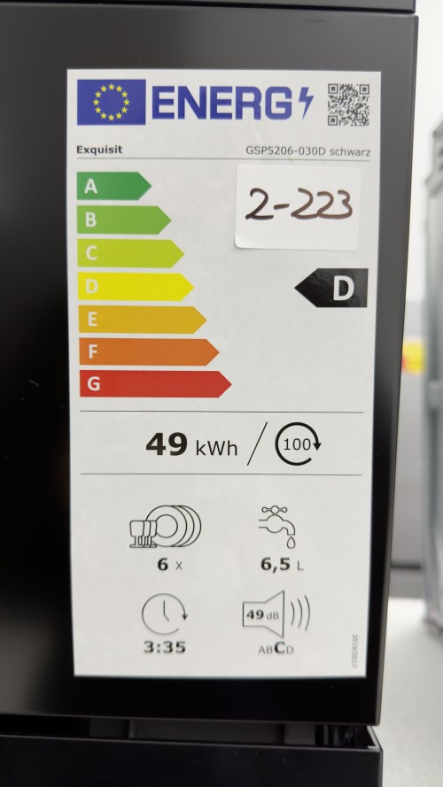 Exquisit 6 seturi, GSP5206-030D schwarz – mașină de spălat vase compactă, import Germania