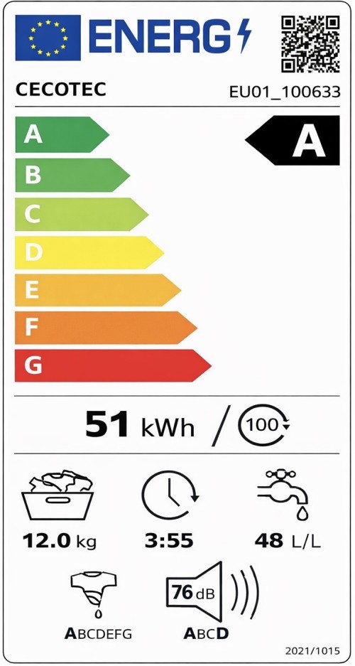 Cecotec 12kg, EU01_100633 – Mașină de spălat rufe, alb & negru, Clasa A, import Germania 🇩🇪