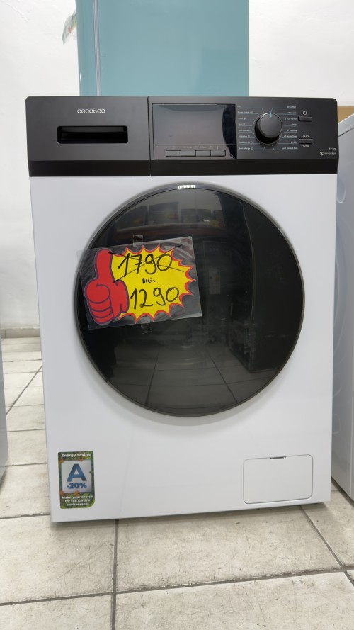 Cecotec 12kg, EU01_100633 – Mașină de spălat rufe, alb & negru, Clasa A, import Germania 🇩🇪
