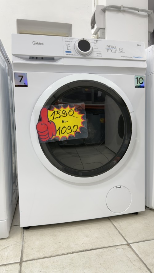 Midea 7 kg, MF10EW70B – Mașină de spălat rufe slim, Clasa A, Inverter Quattro, Steam Care, import Germania 🇩🇪