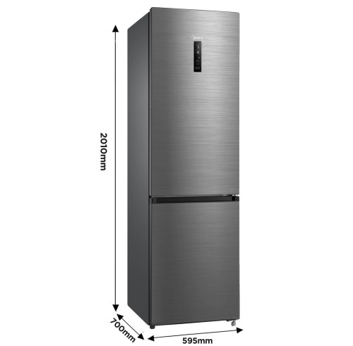 Midea 378 L, MDRB521MGA280 – combină frigorifică inox, Clasa A, No Frost, import Germania 🇩🇪