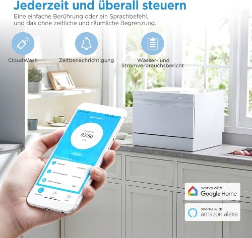 Midea 6 seturi, MDWTT0602MW-WE –  mașina de spălat vase mini Clasa D, compactă – import Germania 🇩🇪