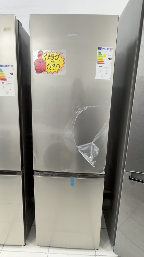 Bomann 269 L, KG 184.1 – combină frigorifică inox, Clasa D, silențioasă