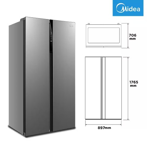 Midea 548 L, MERS530FGE02 – combină frigorifică Side by Side inox, No Frost, Clasa E, import Germania 🇩🇪