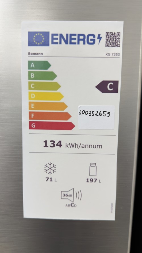Bomann 268 L, KG 7353 – combină frigorifică inox, No Frost, Clasa C, import Germania 🇩🇪