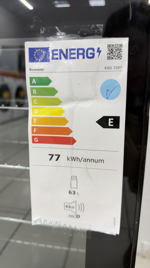 Bomann 63 L, KSG 7287 – minibar frigorific cu ușă din sticlă, Clasa E, import Germania 🇩🇪