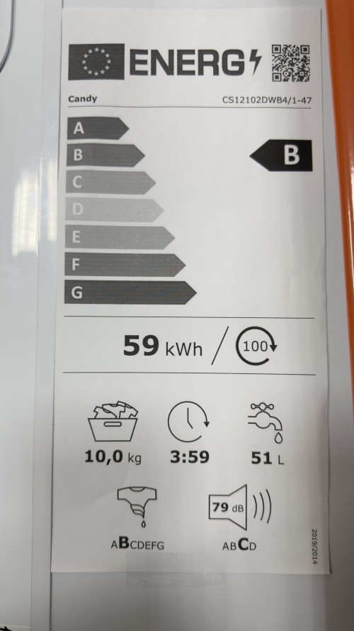 Candy 10 kg, CS12102DWB4/1-47 –Mașină de spălat rufe 1200 rpm, Clasa B, import Germania 🇩🇪