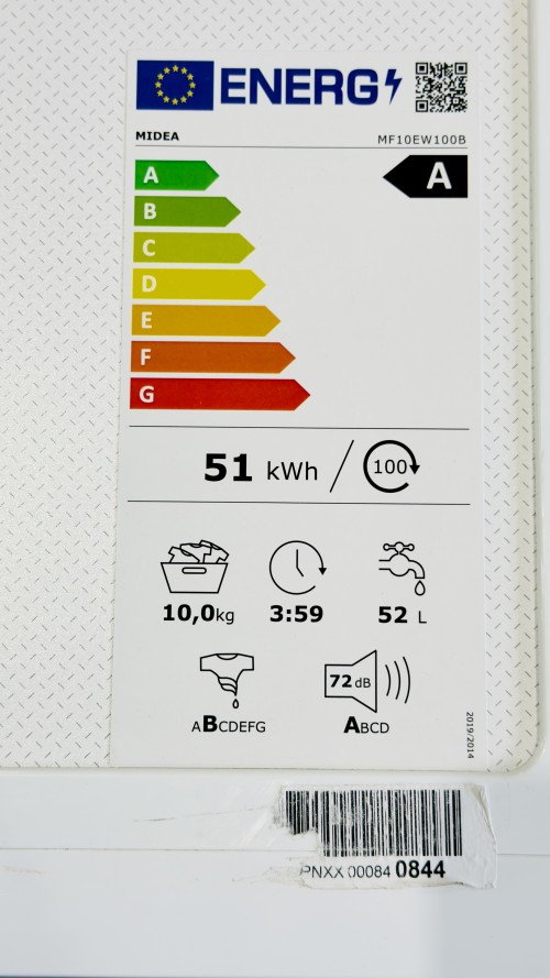 Midea 10 kg, MF10EW100B – mașină de spălat rufe slim, 1200 rpm, Clasa A, import Germania 🇩🇪