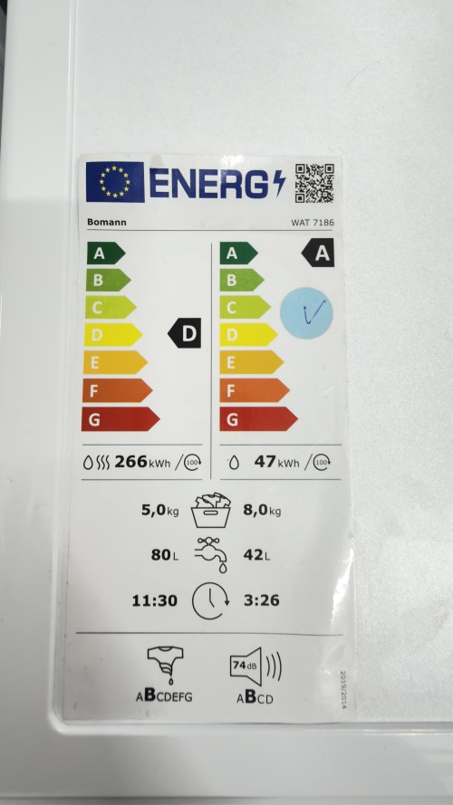 Bomann 8/5 kg, WAT 7186 – Mașină de spălat cu uscător import Germania 🇩🇪