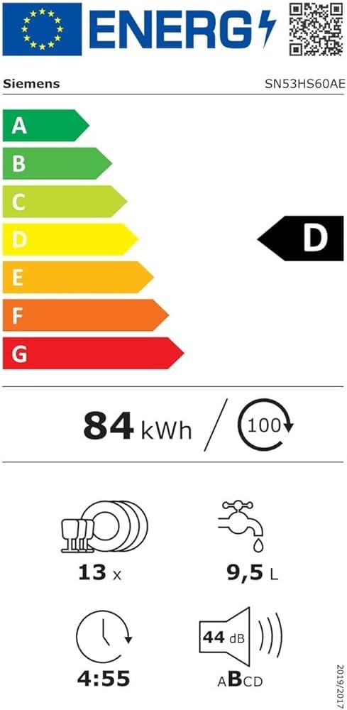 Siemens 13 seturi, SN53HS60AE – mașină de spălat vase încorporabilă 60 cm, Clasa D, import Germania 🇩🇪