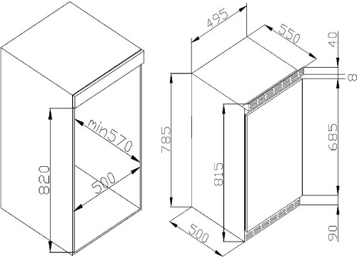 Amica 103L, UVKSD 351 951 –răcitor încorporabil, 103 L, Clasa E, 82 cm, import Germania 🇩🇪