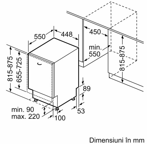 Bosch 10 seturi, SPV6EMX05E – Mașină de spălat vase încorporabilă 45 cm, WiFi, Clasa C, import Germania 🇩🇪