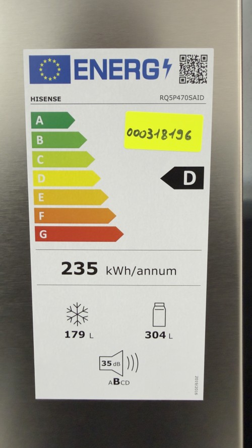 Hisense 483 L, RQ5P470SAID –  combină frigorifică French door Total No Frost, Triple Zone, WiFi, Clasa D, import Germania 🇩🇪