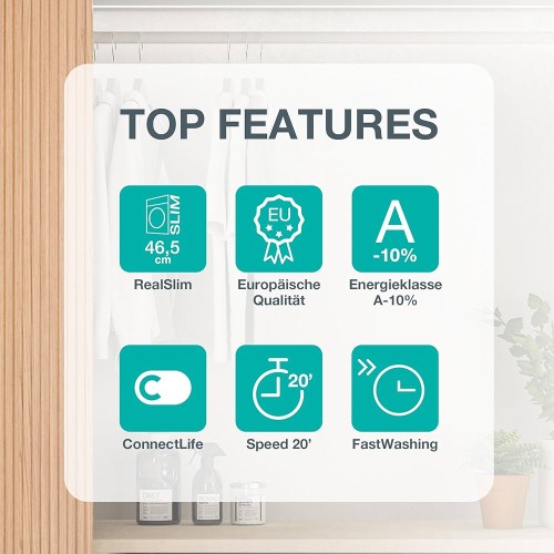 Gorenje 7 kg, WPAM74SA1T – Mașină de spălat rufe Slim 46,5 cm, 1400 rpm, Clasa A, SteamTech, ConnectLife, import Germania 🇩🇪