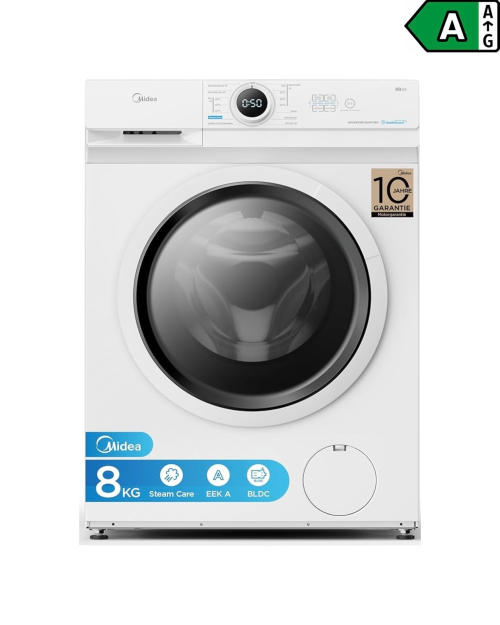 Midea 8 kg, MF10EW80B – Mașină de spălat rufe 1400 rpm, Clasa A, Inverter Quattro, Steam Care, import Germania 🇩🇪