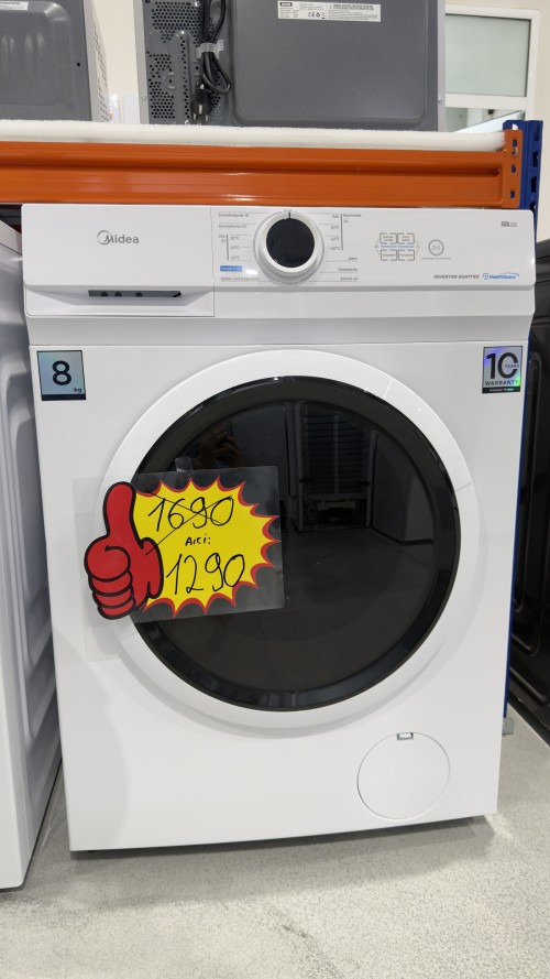 Midea 8 kg, MF10EW80B – Mașină de spălat rufe 1400 rpm, Clasa A, Inverter Quattro, Steam Care, import Germania 🇩🇪