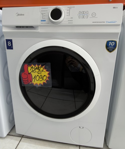 Midea 8 kg, MF10EW80B – Mașină de spălat rufe 1400 rpm, Clasa A, Inverter Quattro, Steam Care, import Germania 🇩🇪