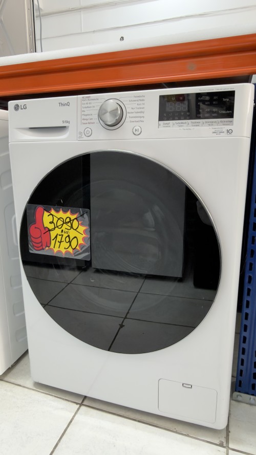 LG 9/6 kg, V7WD96H1A – Mașină de spălat rufe cu uscător, 1400 rpm, Direct Drive, TurboWash, ThinQ, import Germania 🇩🇪