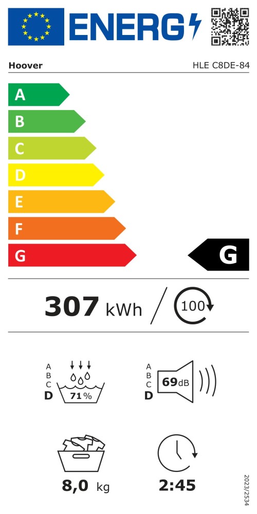 Hoover 8 kg, HLE C8DE-84 – Uscător rufe condensare, One Touch, import Germania 🇩🇪
