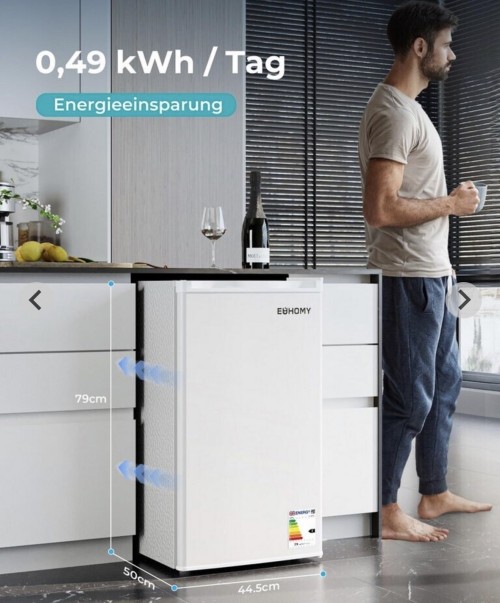 Euhomy 90 L, RF001-32 (BC-90) – mini frigider clasa E, 79 cm, import Germania 🇩🇪