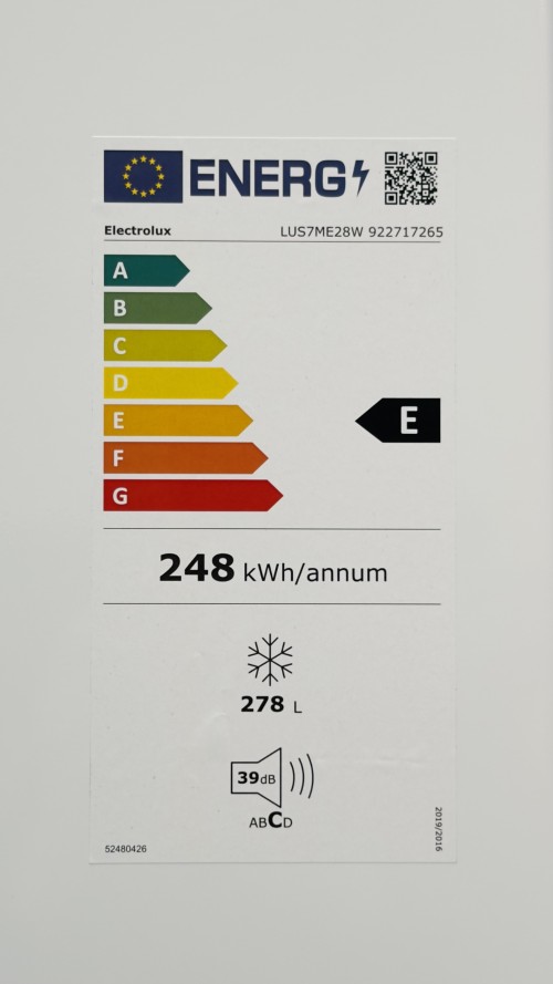 Electrolux 278L, LUS7ME28W congelator vertical cu sertare No Frost Clasa E import Suedia 🇸🇪