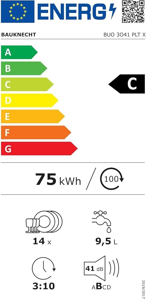 Bauknecht 14 seturi, BUO 3041 PLT X, Mașină de spălat vase Clasa C, inox, import Germania 🇩🇪