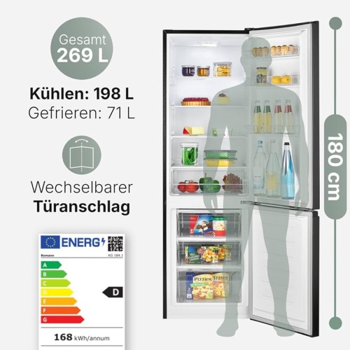 Bomann 269L, KG 184.1, Combină frigorifică Clasa D, silențioasă, import Germania 🇩🇪